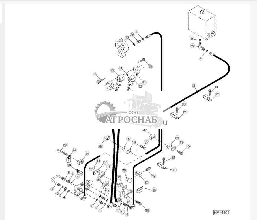 Four-Wheel Drive Hydraulic Lines And Hoses, L.H. Side 